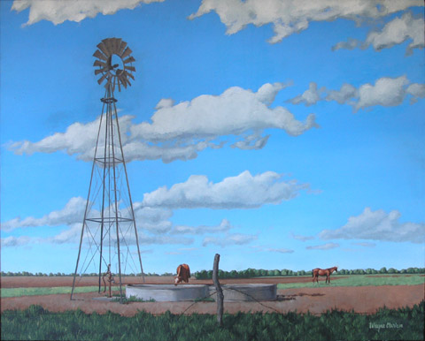 Windmill with Horses