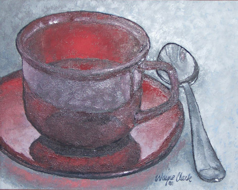 Red Cup and Saucer